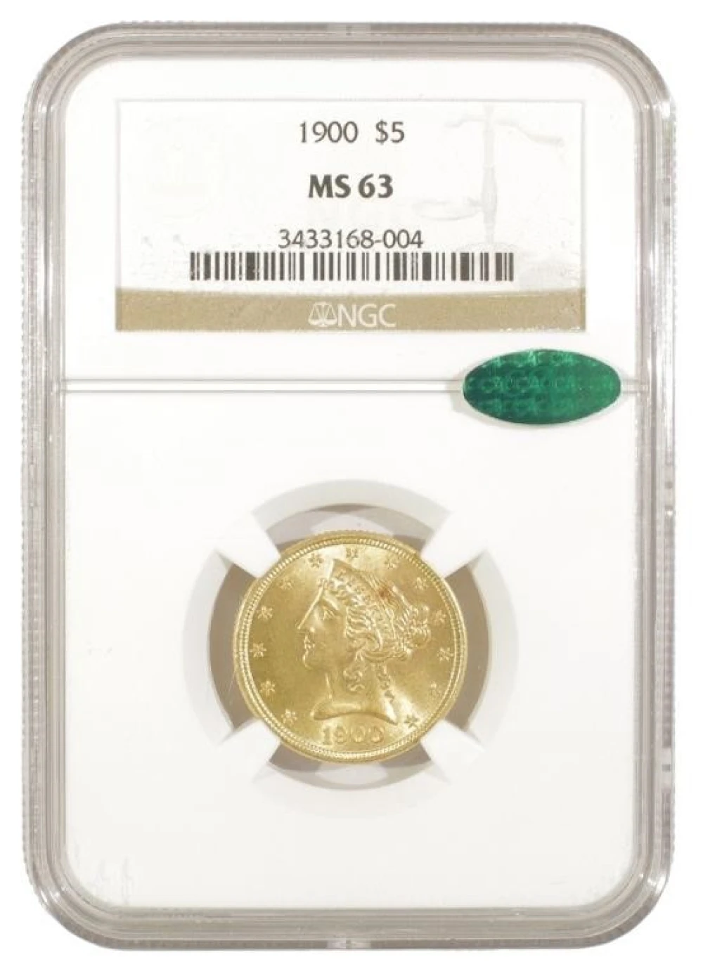 Choice Mint State 1900 Gold $5