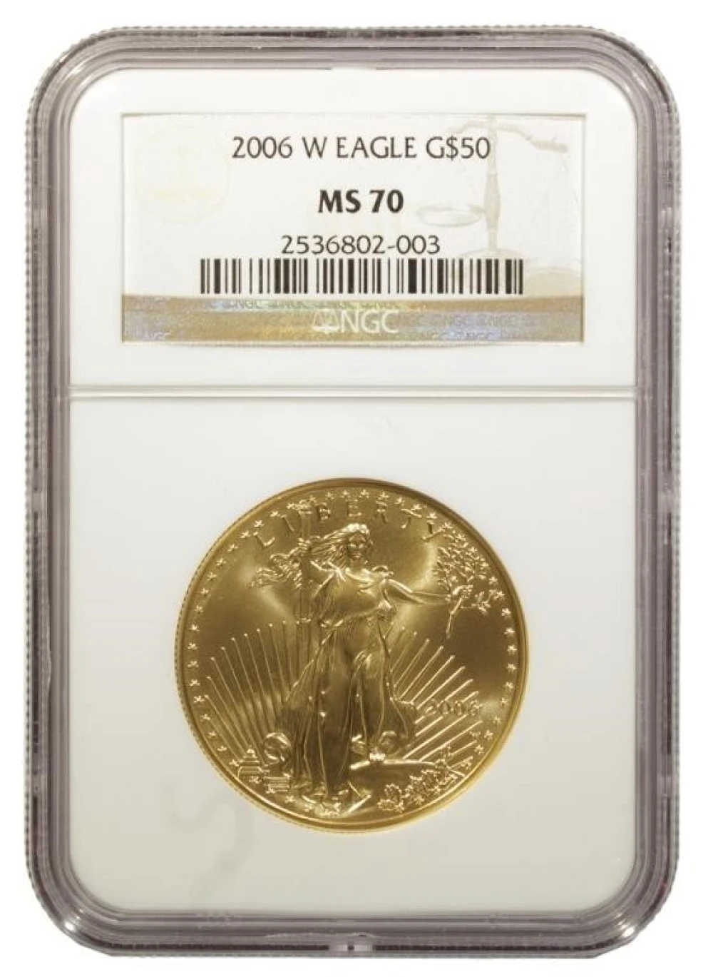 2006-W 1 Ounce Gold Eagle. NGC MS-70.