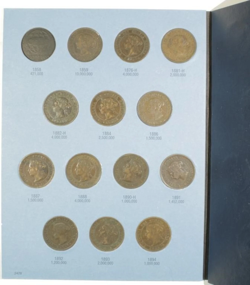 1859-20 Canadian Large Cent Set