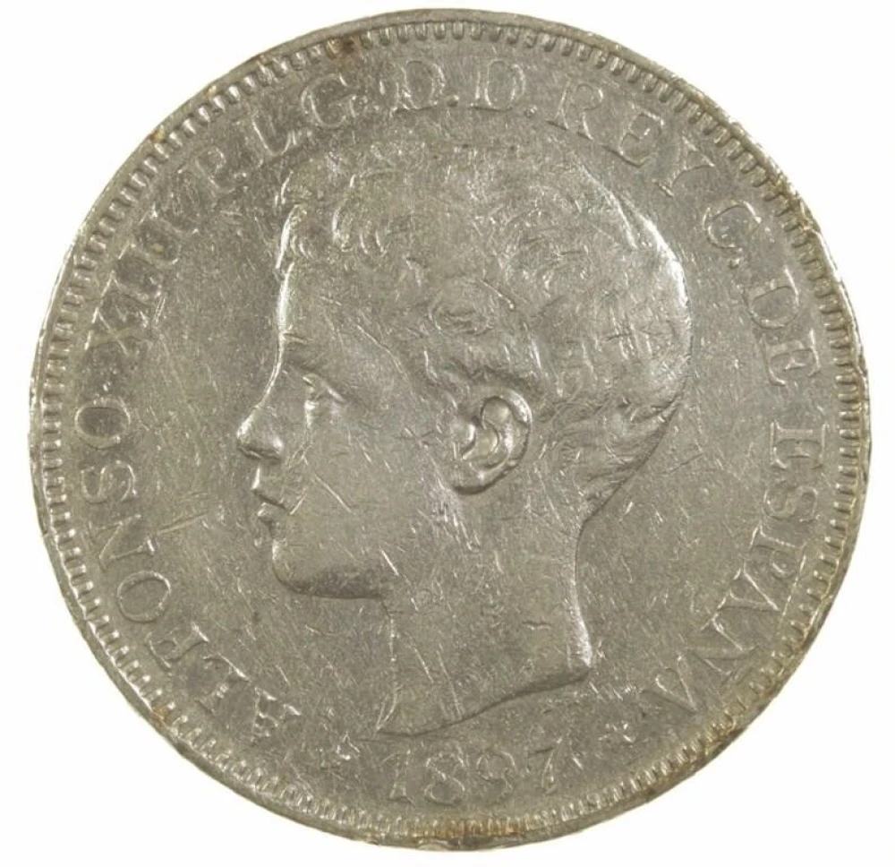 Philippines. AU 1897 Silver Peso