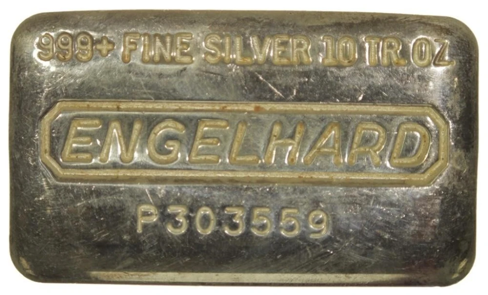 A 3rd 10 oz Engelhard Poured Silver Bar