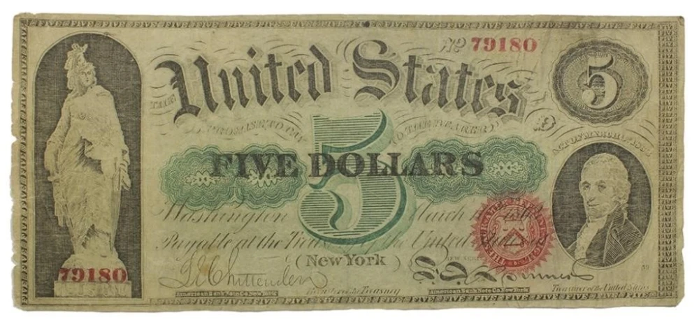 Period Counterfeit 1863 $5 Note