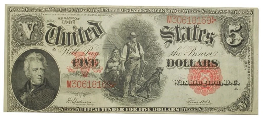 Choice VF 1907 Woodchopper $5 Note