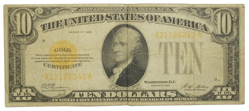 Fine 1928 $10 Gold Certificate