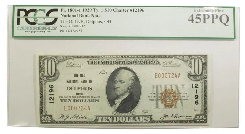 Very Scarce Ohio $10 National Currency