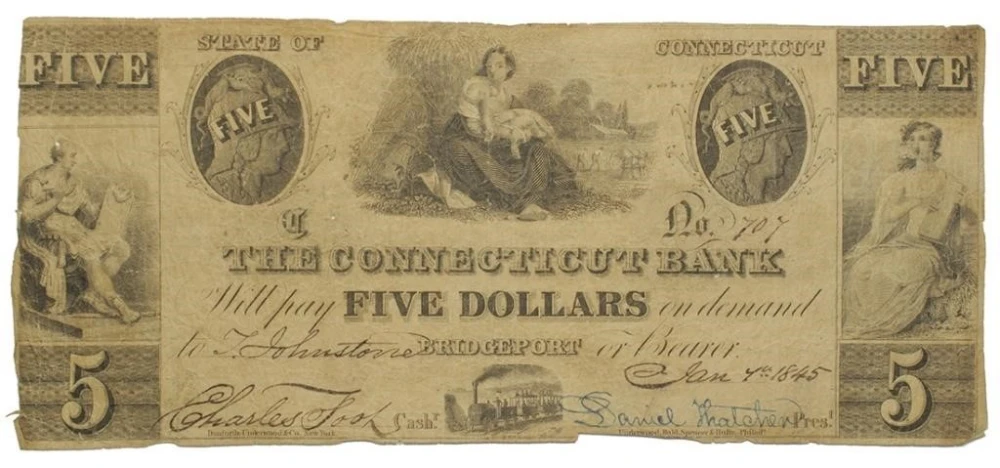 Connecticut. Bridgeport. Rare $5 Spurious Note