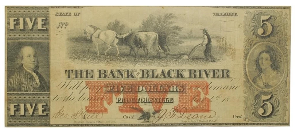 Vermont. Proctorsville. 1862 $5 Note