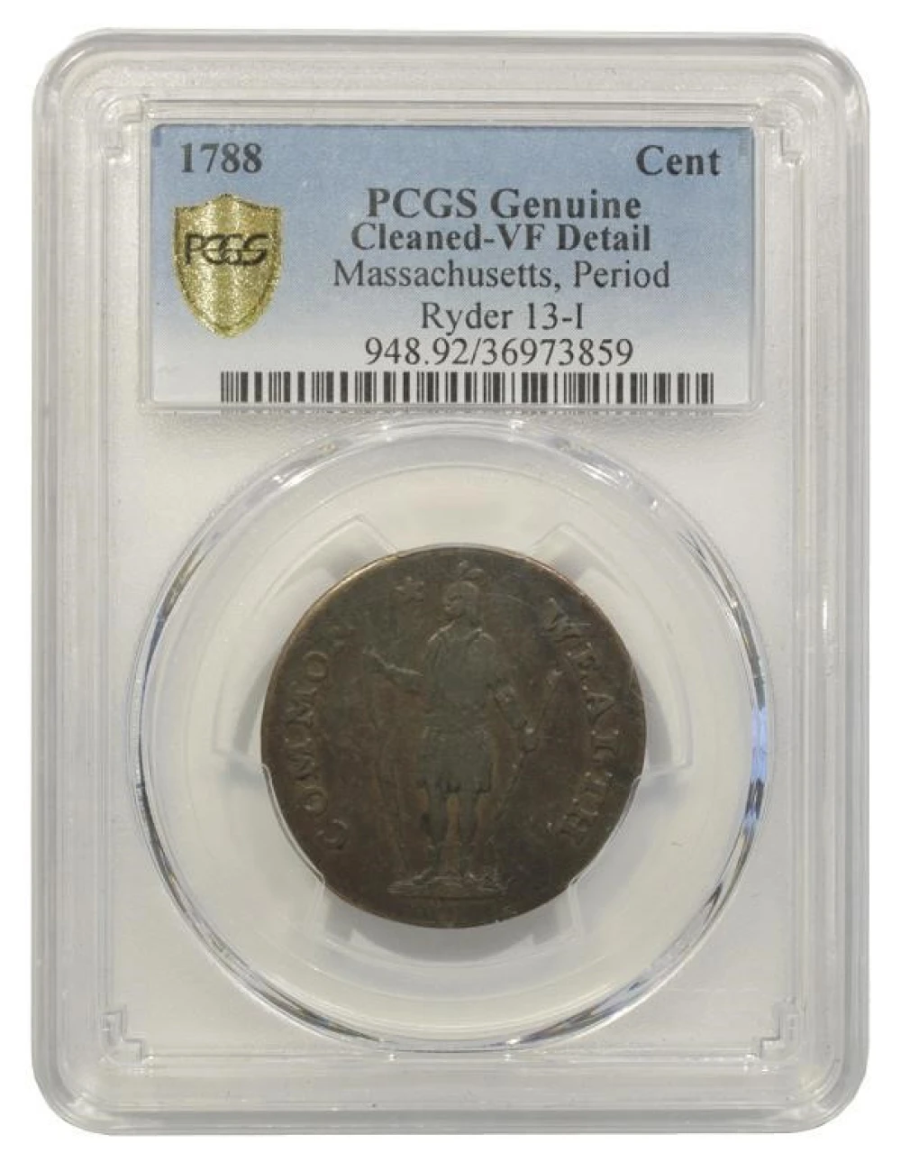 VF Details 1788 Massachusetts Cent Rarity