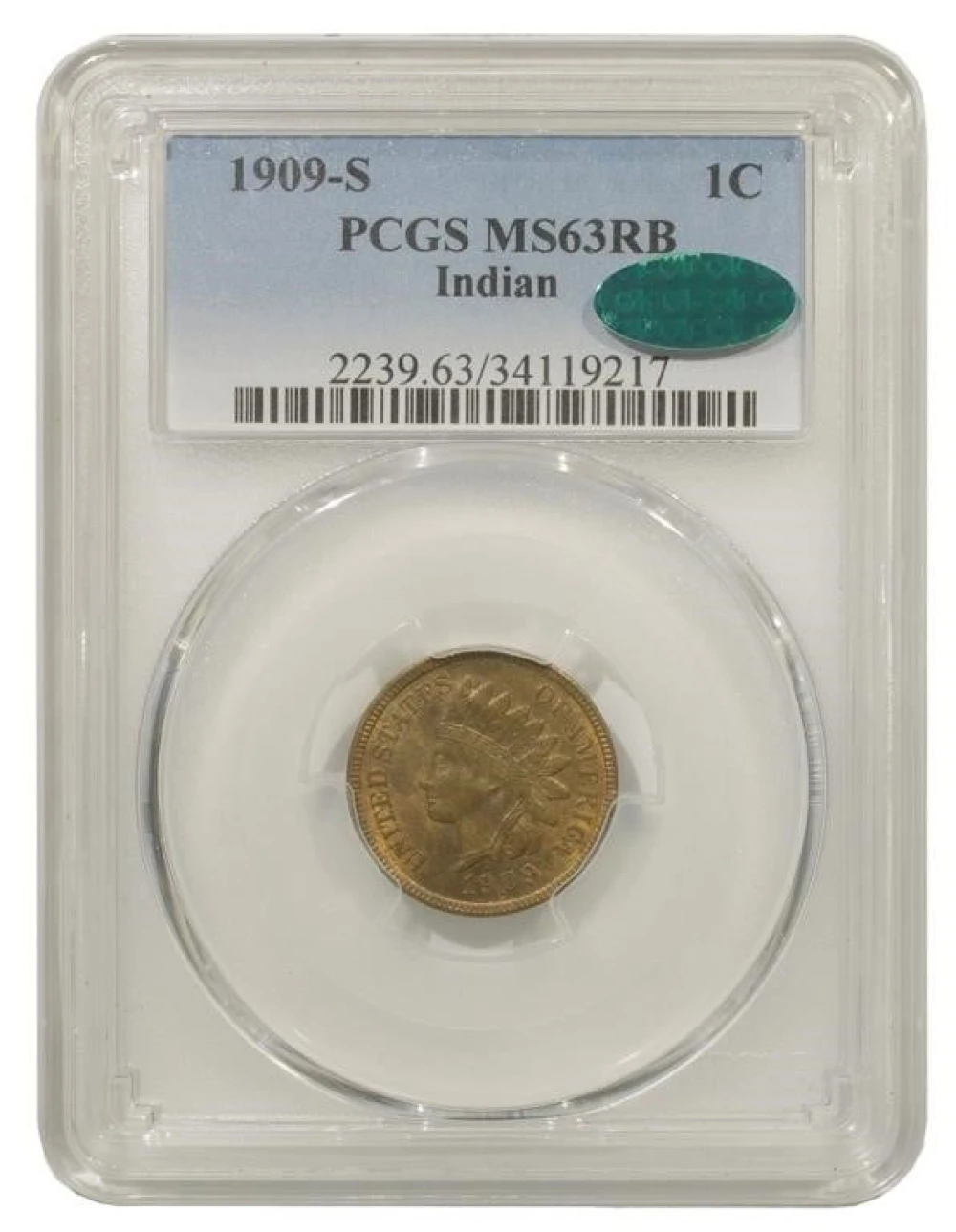 Choice RB Unc 1909-S Indian Cent