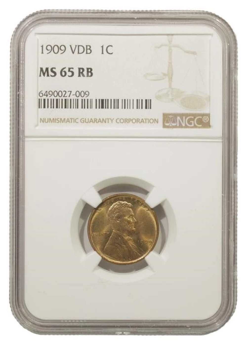 Gem RB Unc 1909 V.D.B. Cent