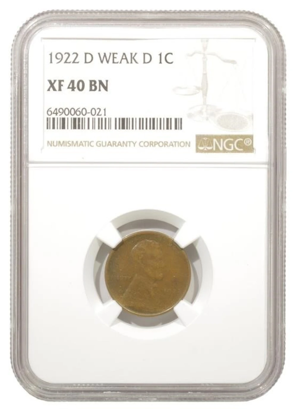 EF 1922-D Weak D Cent