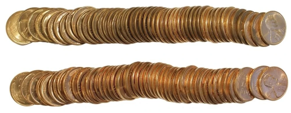 1950-D & S Lincoln Cent Rolls