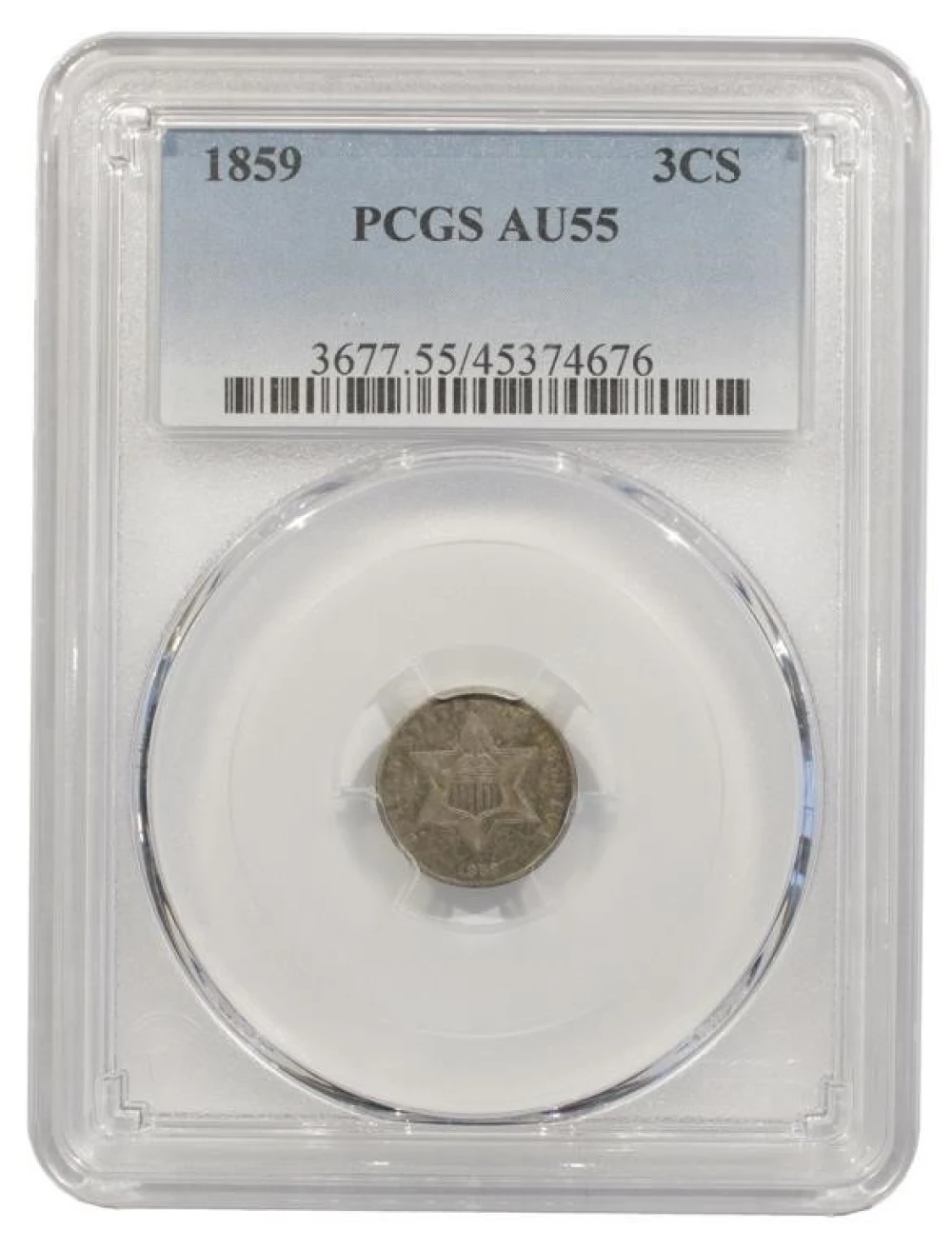 Choice AU 1859 Silver Three-Cents