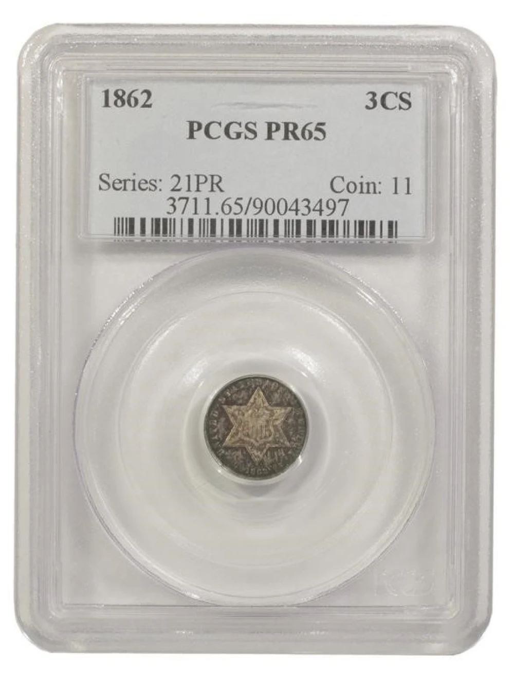Colorful Gem Proof 1862 Silver Three-Cents