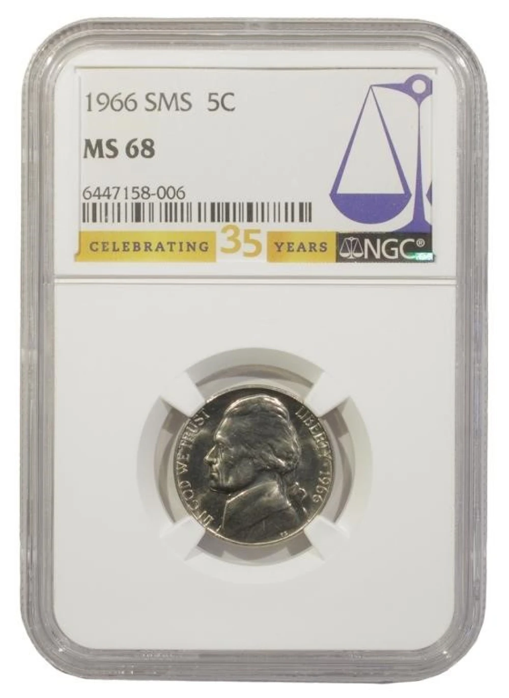Superior Quality Gem SMS 1966 Nickel