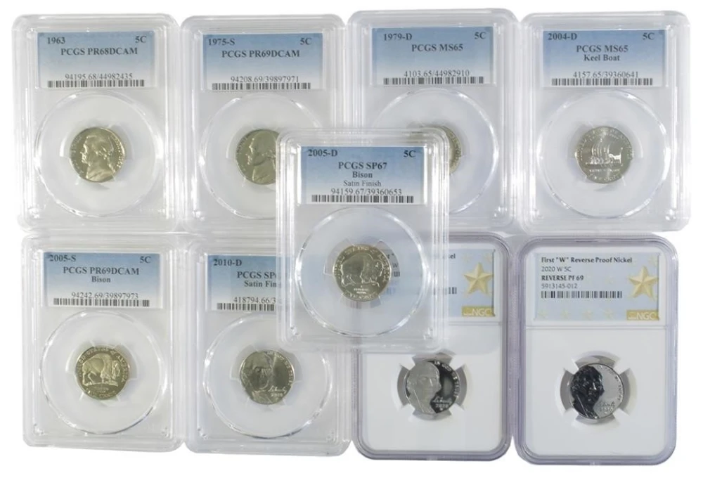 Group of Certified Jefferson Nickels