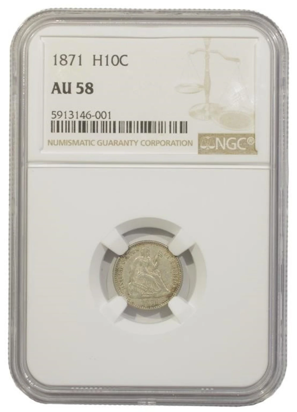 Very Choice AU 1871 Half Dime