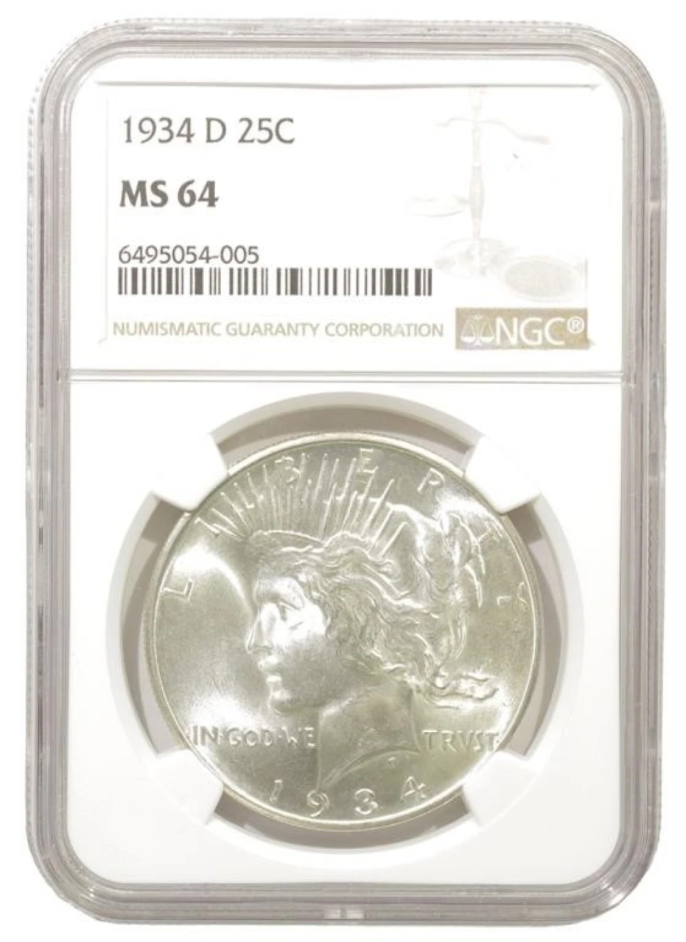 Very Choice Unc 1934-D Peace $1