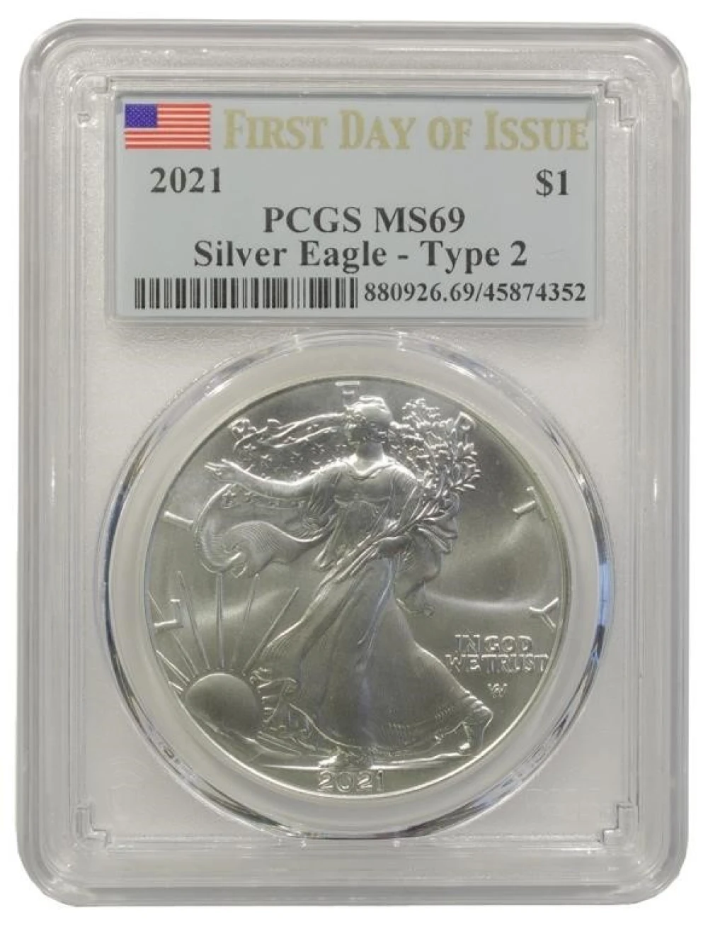 Splendid Gem Unc 2021 American Silver Eagle $1