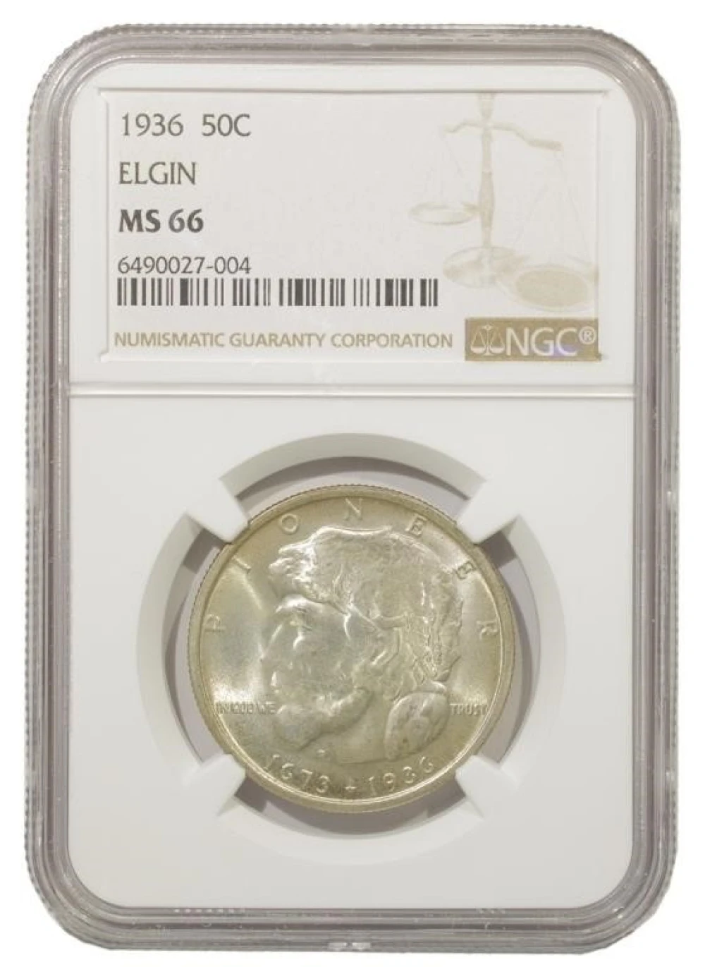 Splendid Gem Mint State 1936 Elgin Half Dollar