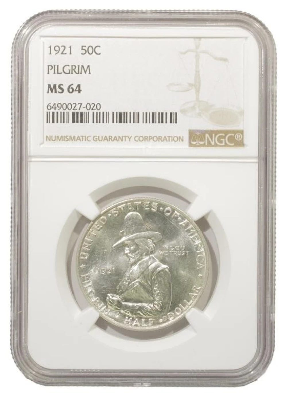 Very Choice Unc 1921 Pilgrim Half Dollar