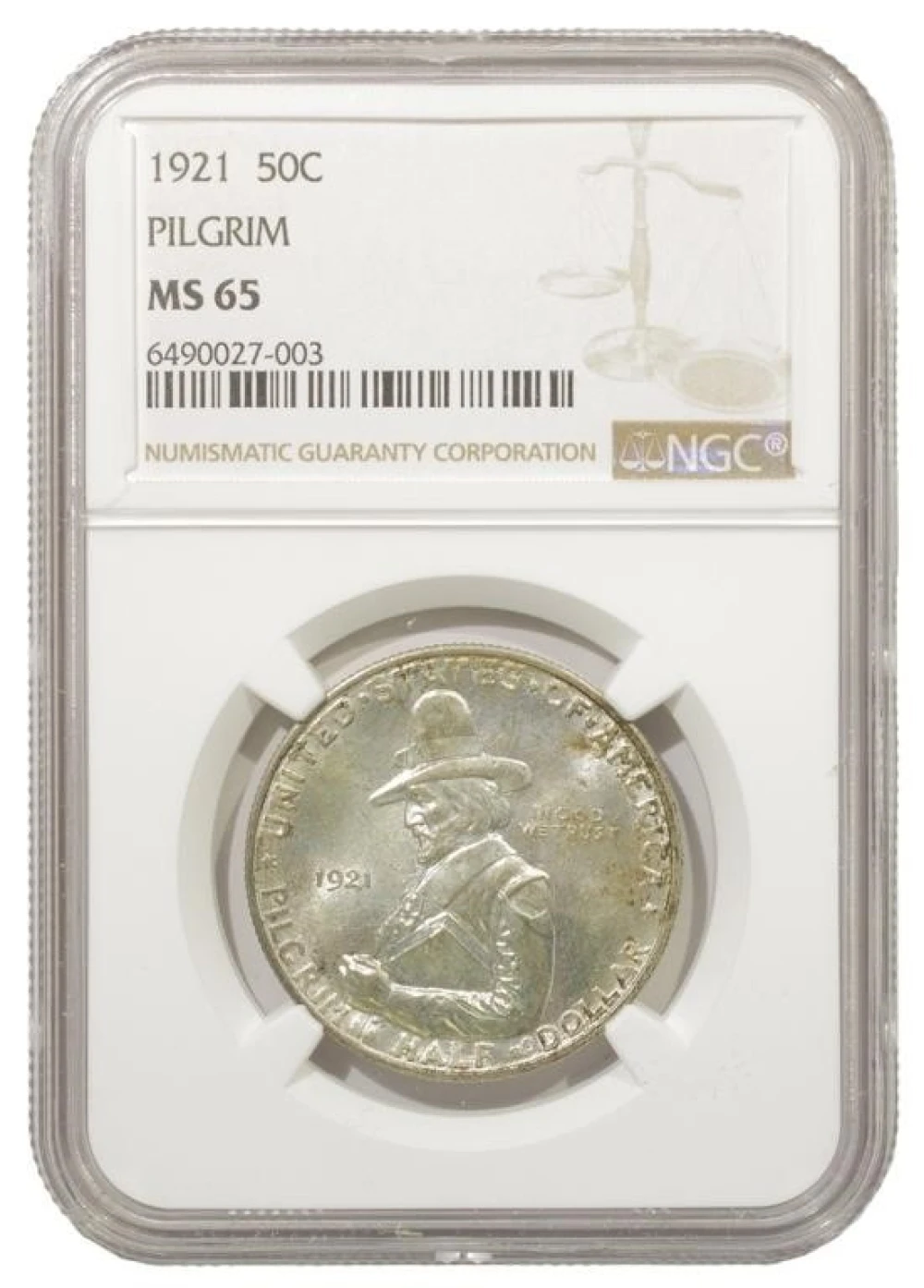 Gem Mint State 1921 Pilgrim Half Dollar