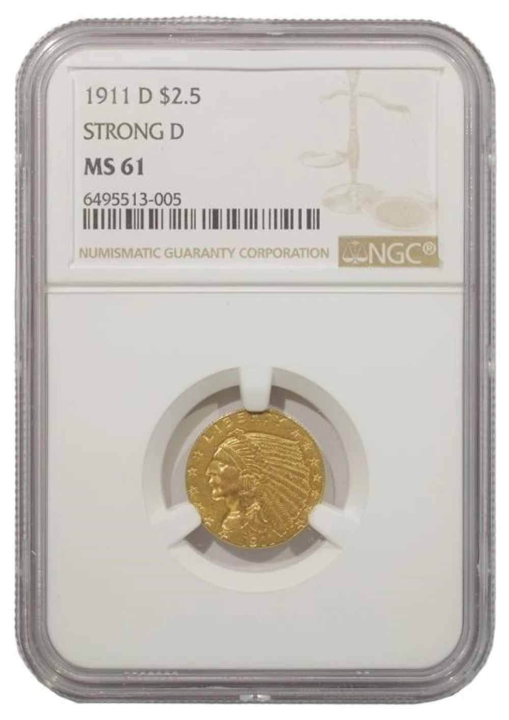 Famed 1911-D Unc Quarter Eagle Rarity