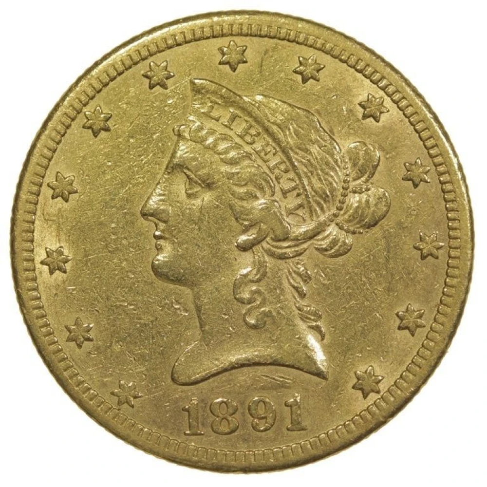 Choice EF 1891-CC Gold $10