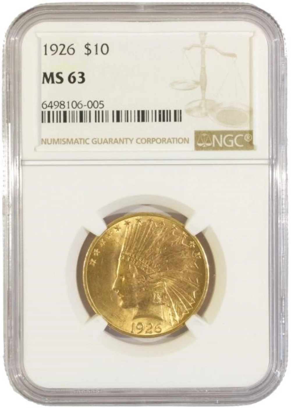 Choice 1926 $10 Gold Indian
