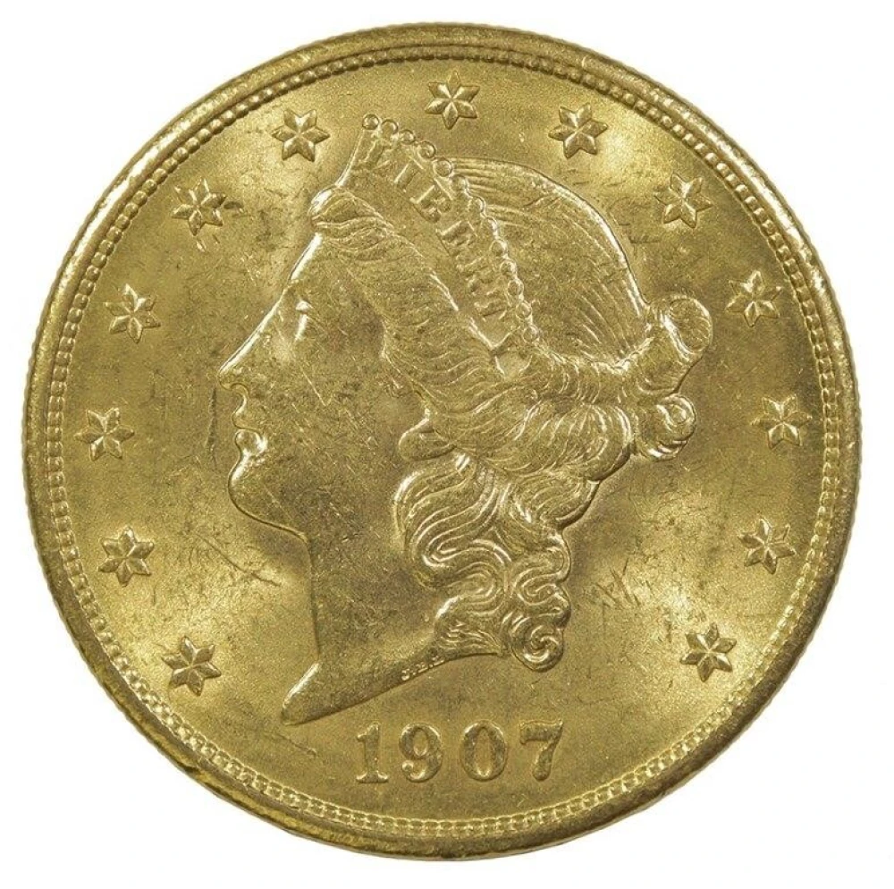 Select UNC 1907 $20 Gold Liberty