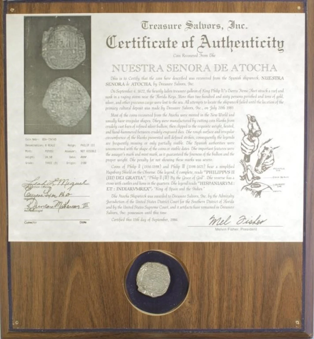 Bolivia. Cob 8 Reales from the Atocha Wreck