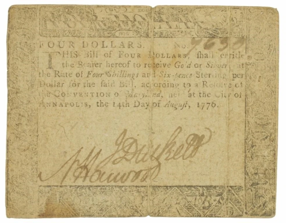 Maryland. Fine 1776 $4 Note