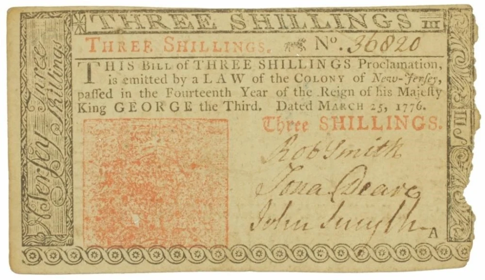 New Jersey. VF 1776 Three Shillings Note