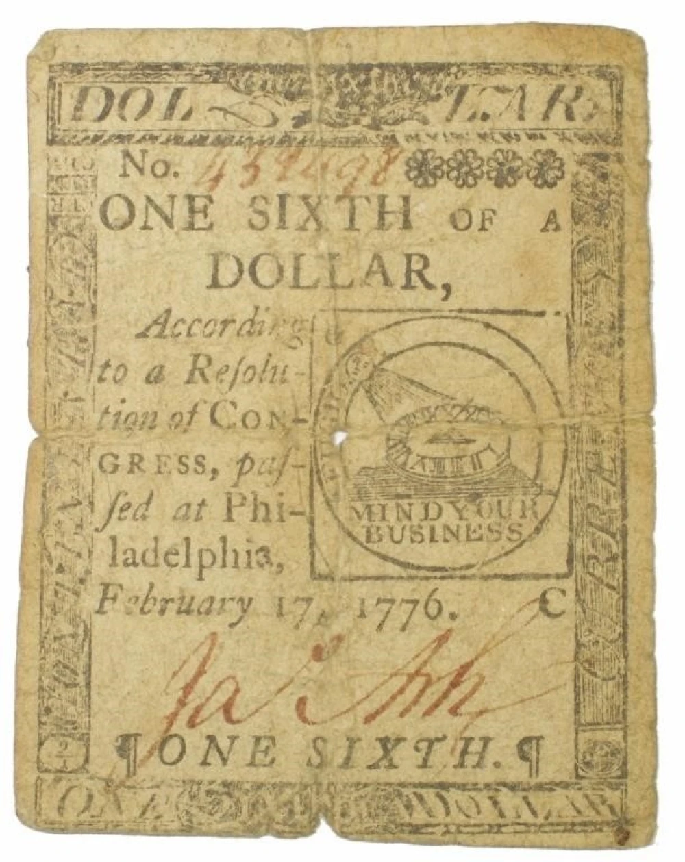 Pennsylvania. 1776 One Sixth Dollar