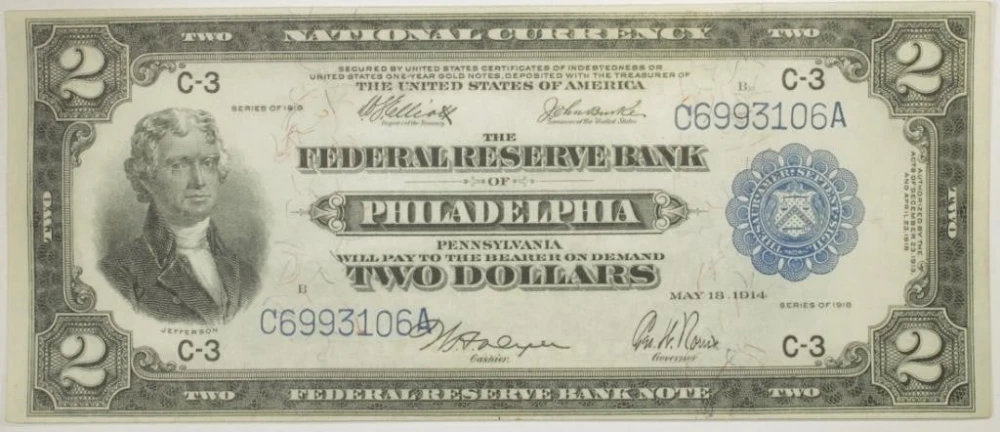 AU Series 1918 Federal Reserve Battleship $2
