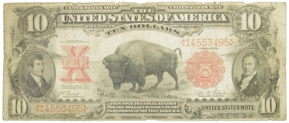 VG Series 1901 U.S. Note Bison $10
