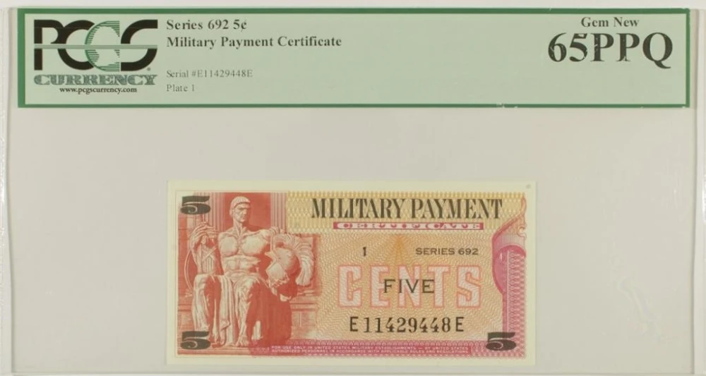 Gem 5 Cent Military Payment Certificate