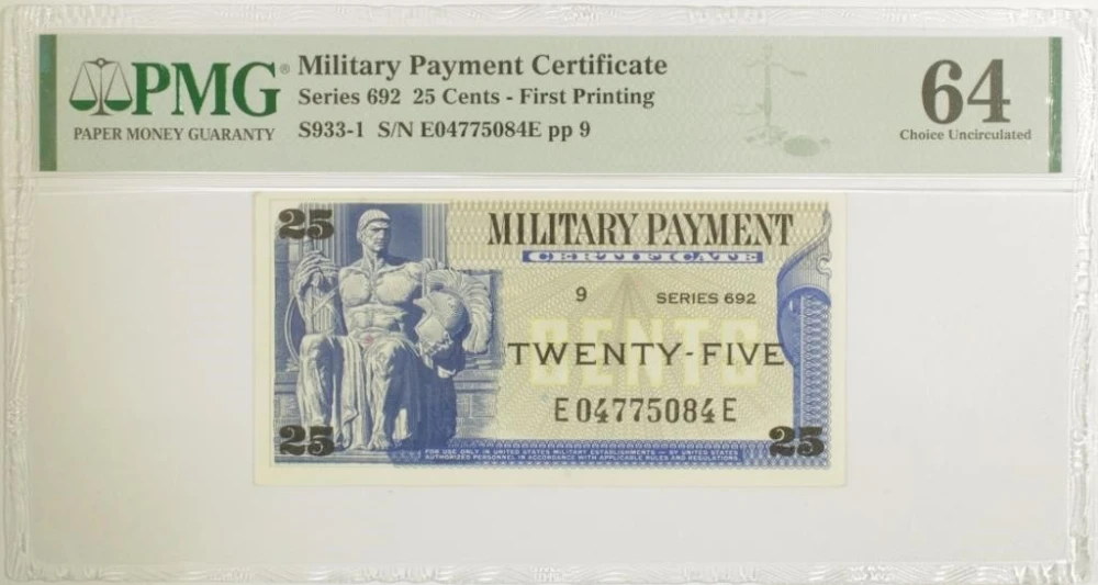 Near Gem 25 Cent Military Payment Certificate
