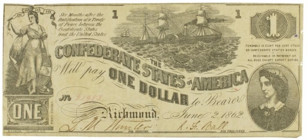 Confederate States. VF June 2, 1862 $1
