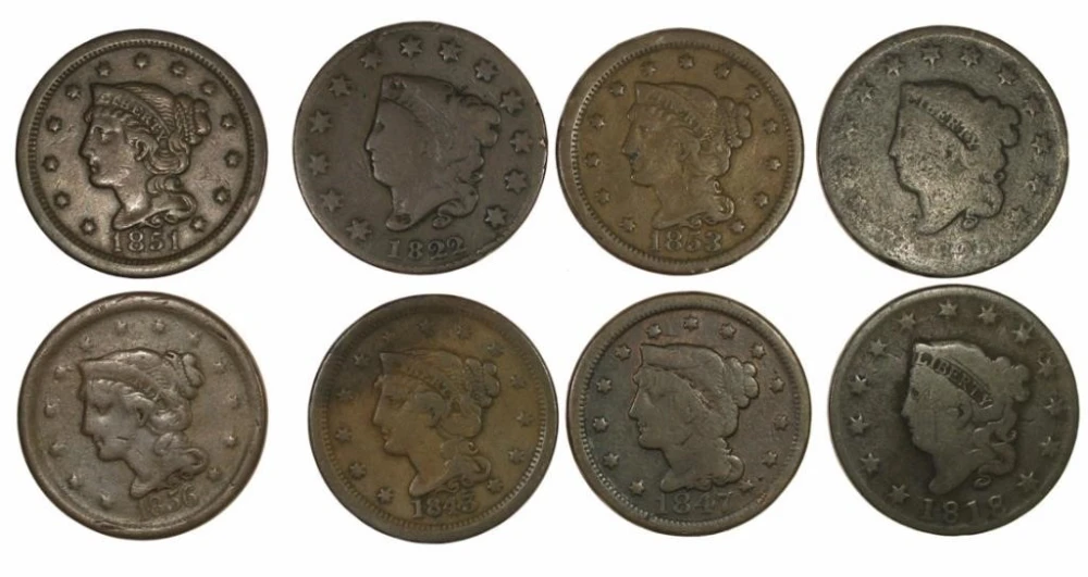 8 Different Large Cents