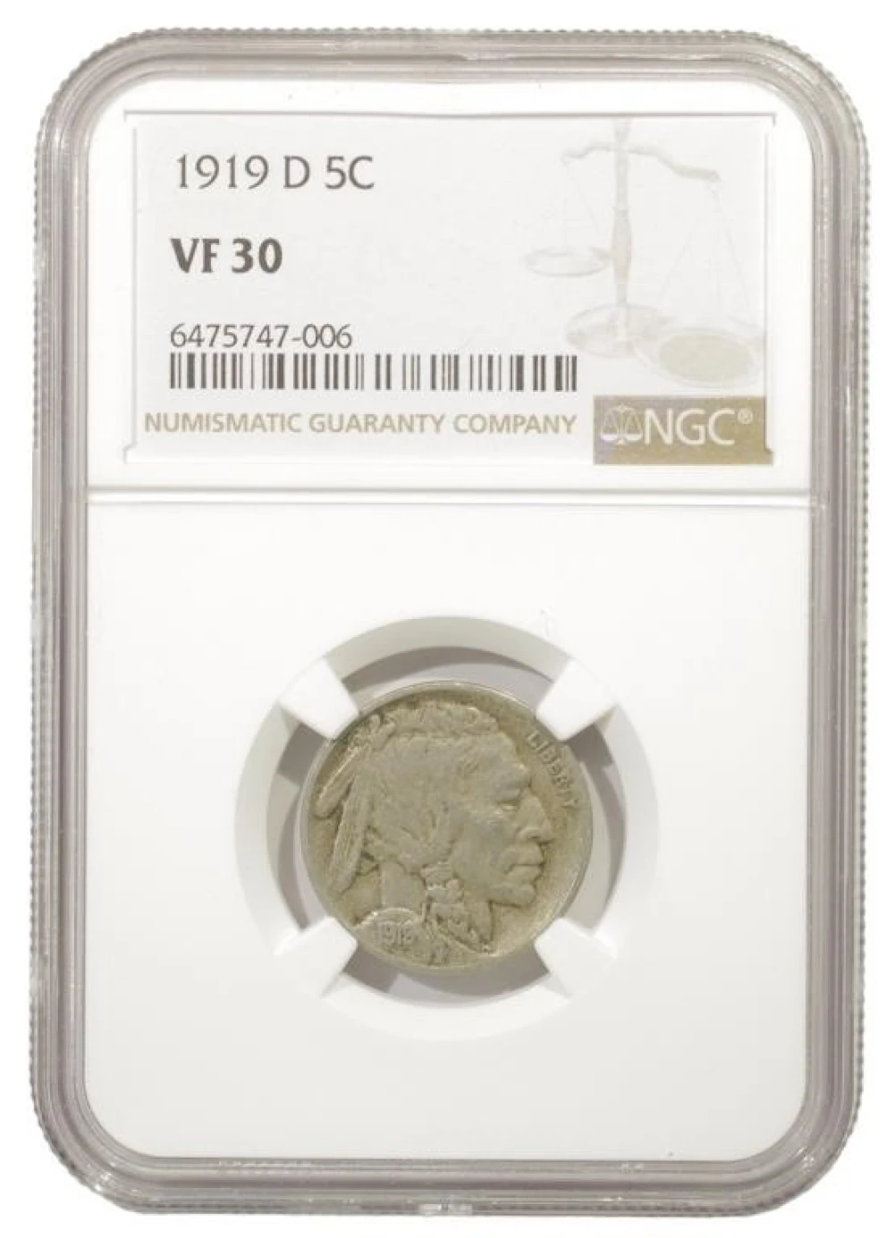VF 1919-D Buffalo Nickel