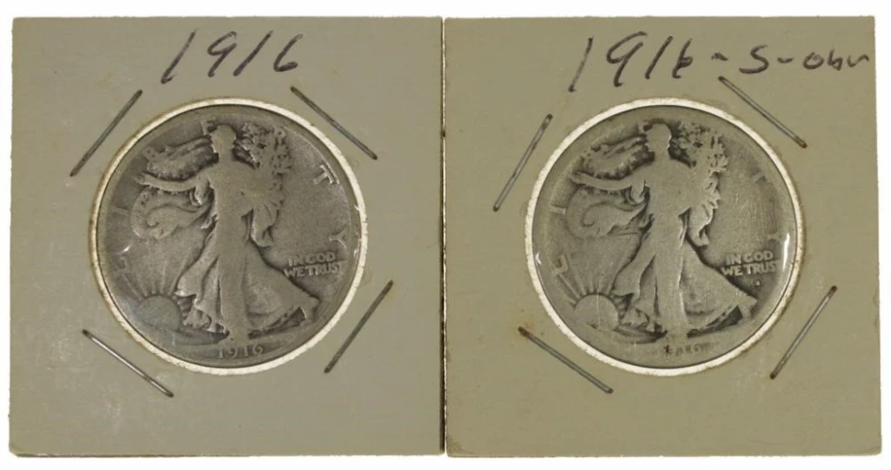 1916-Dated Walking Liberty Half Dollar Pair