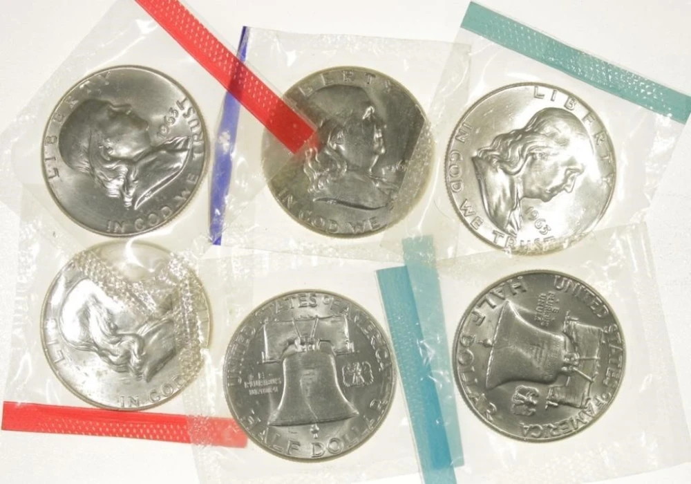 Six Cut-From Mint Sets Franklin Half Dollars