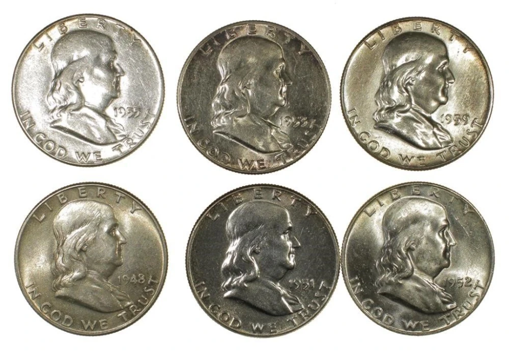 Half Dozen Franklin Half Dollars