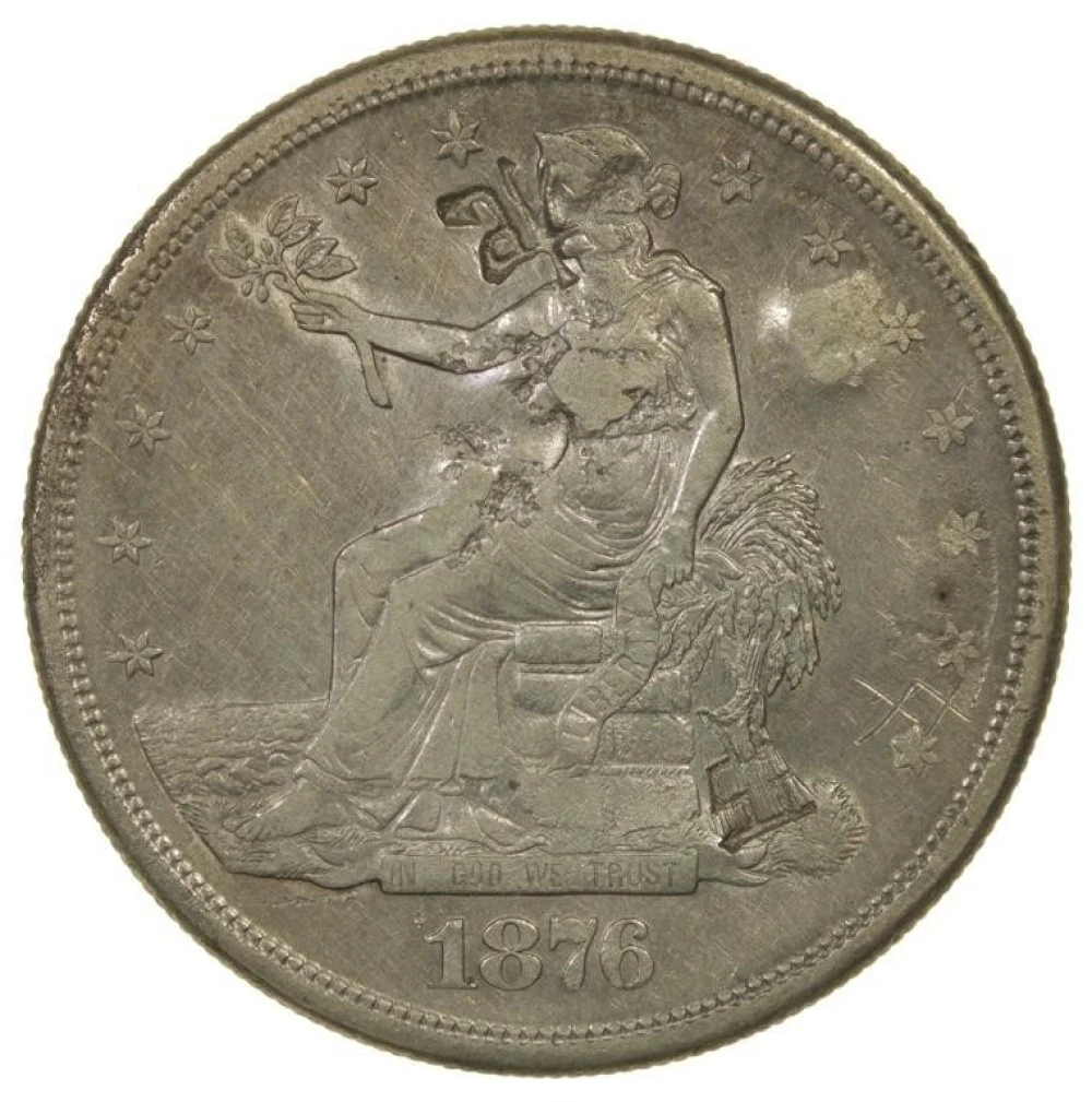 Chop Marked EF 1876 Trade Dollar