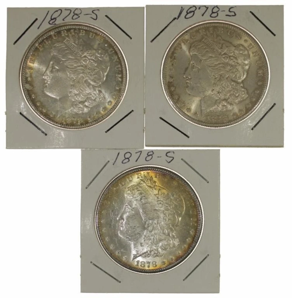 Select Unc 1878-S Morgan Dollar Trio