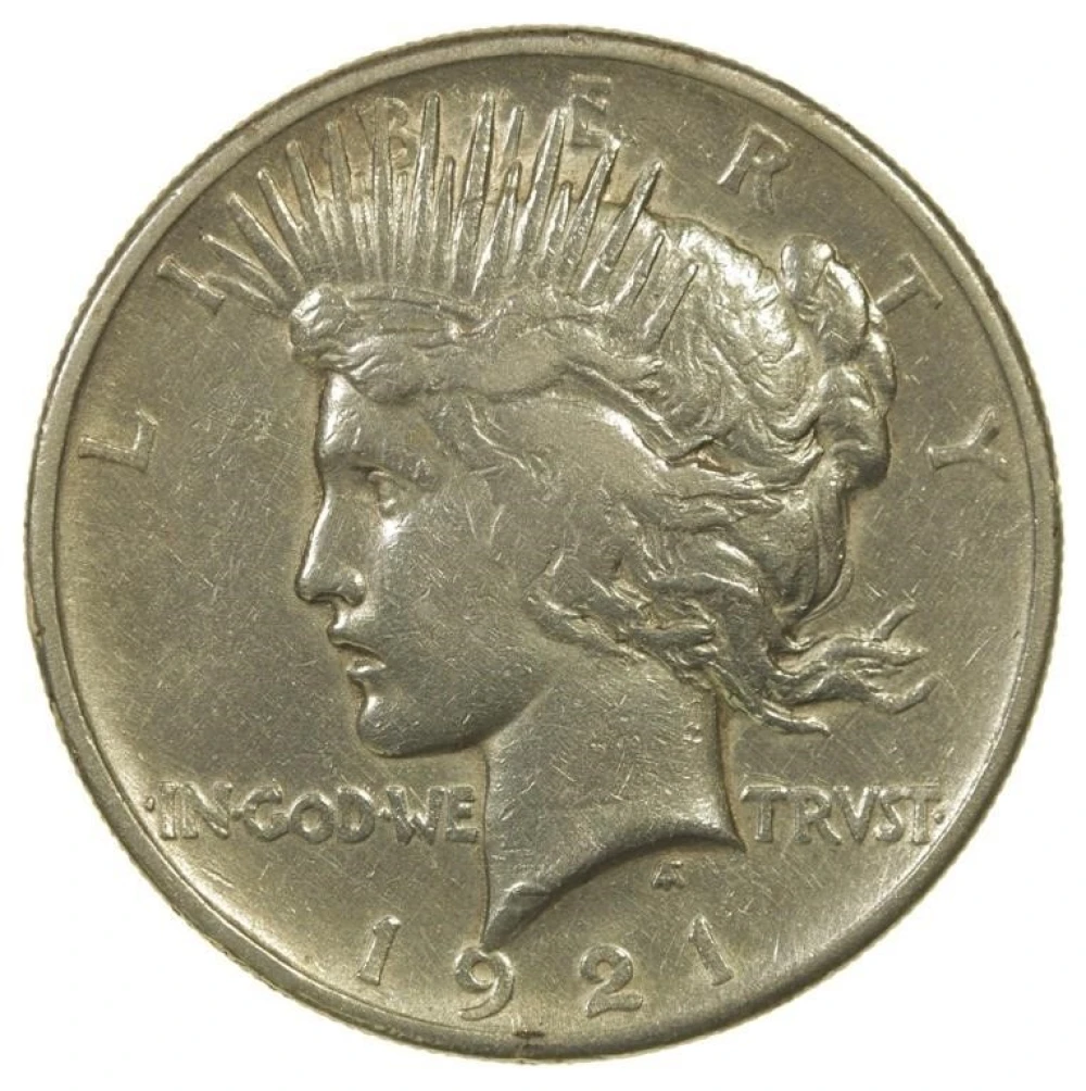 EF Details 1921 Peace Dollar
