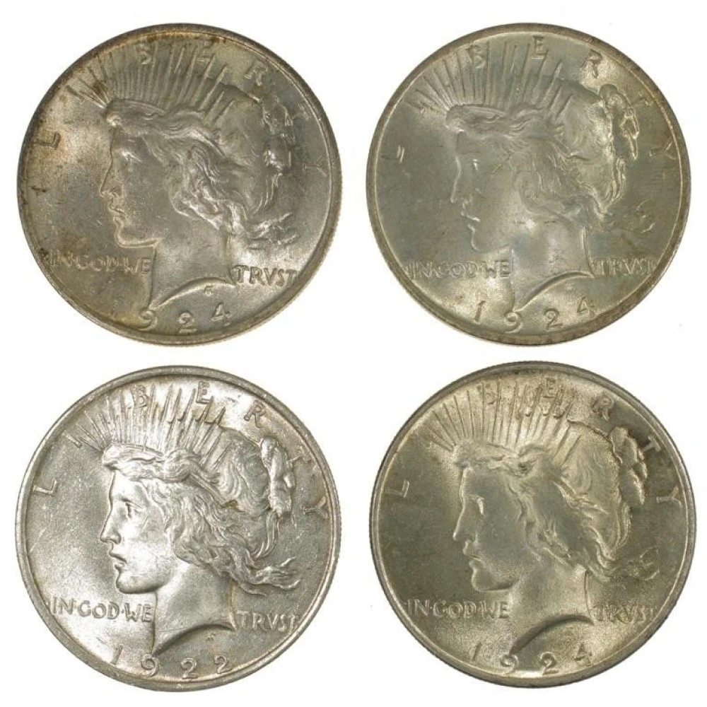 4 Mint State Peace Dollars