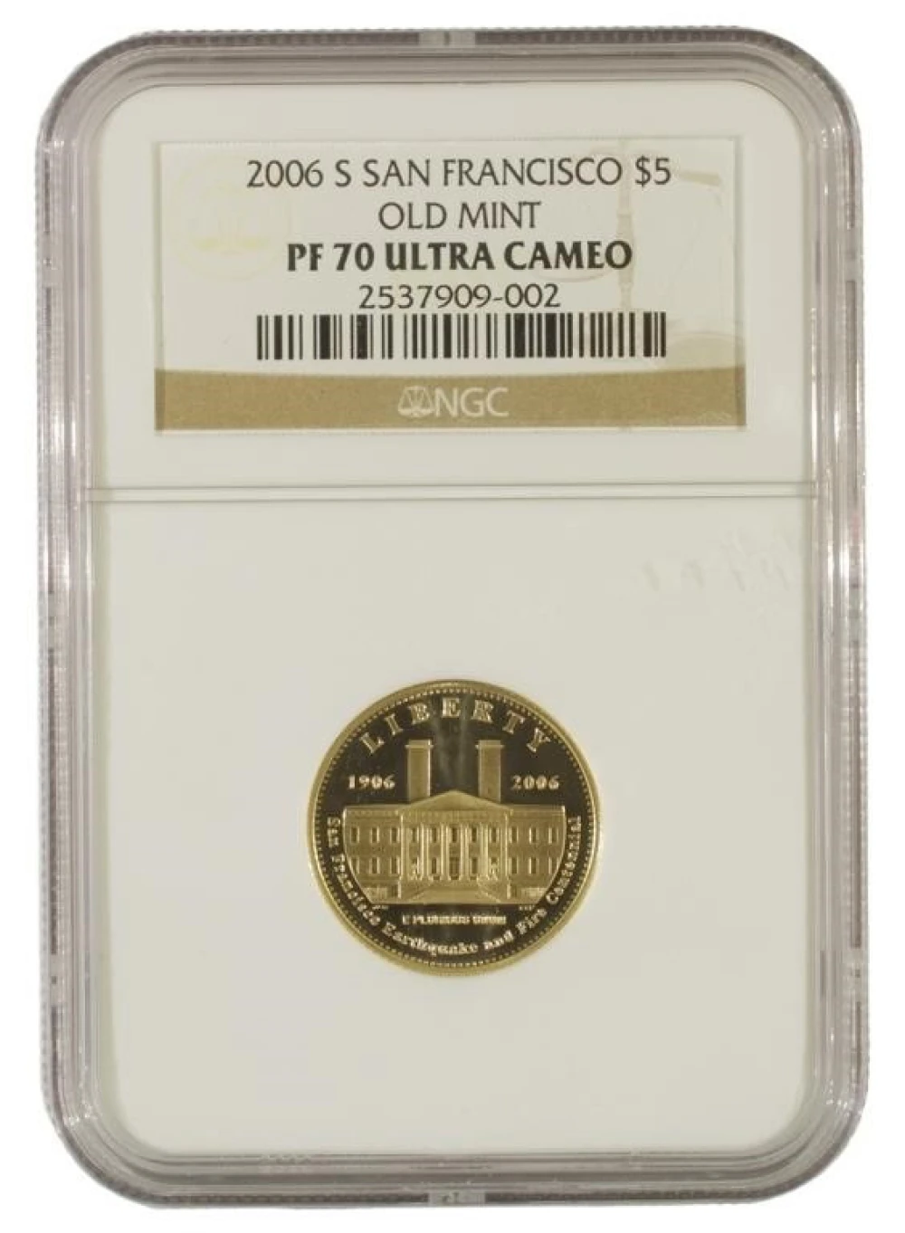 Perfect Proof 2006 Old SF Mint $5 Gold