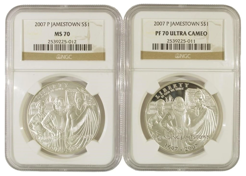 2007 Jamestown Silver Dollar Pair